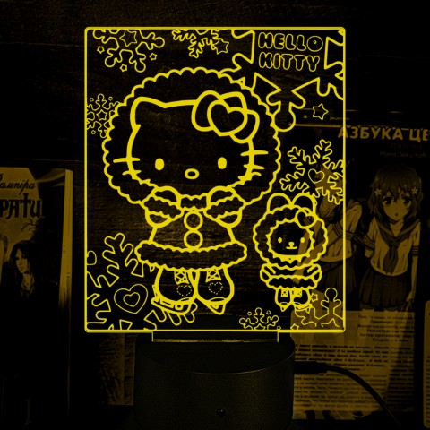 Акриловий 3D світильник-нічник Hello Kitty Зима