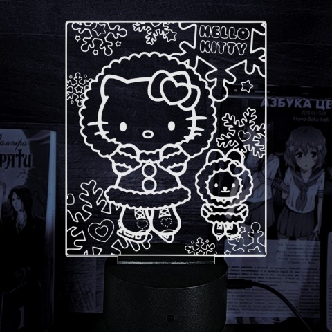 Акриловий 3D світильник-нічник Hello Kitty Зима