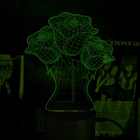 Акриловий 3D світильник-нічник 3D Троянди