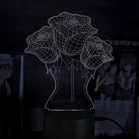 Акриловий 3D світильник-нічник 3D Троянди