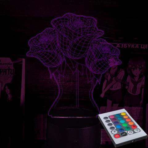 Акриловий 3D світильник-нічник 3D Троянди