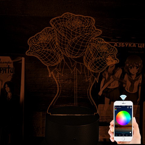 Акриловий 3D світильник-нічник 3D Троянди