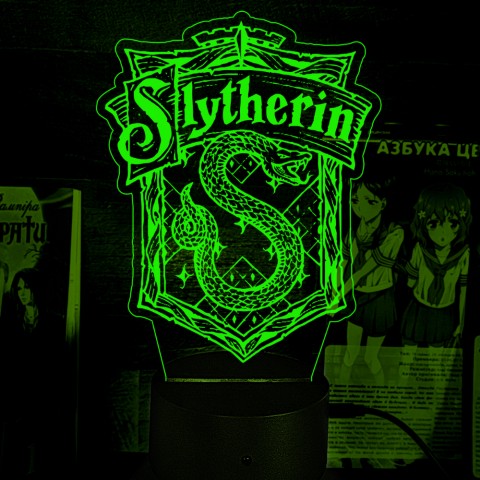Акриловый 3D светильник-ночник Harry Potter Slytherin Слизерин
