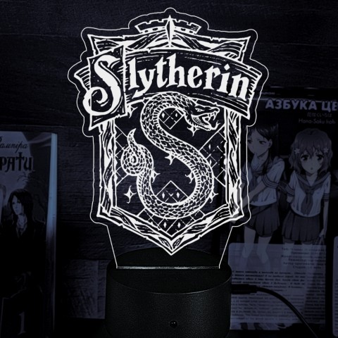 Акриловый 3D светильник-ночник Harry Potter Slytherin Слизерин