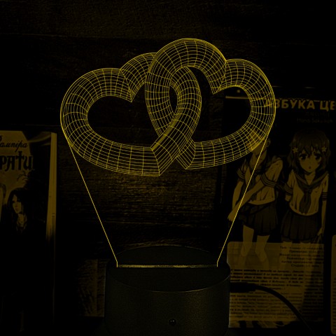 Акриловий 3D світильник-нічник 3D серця