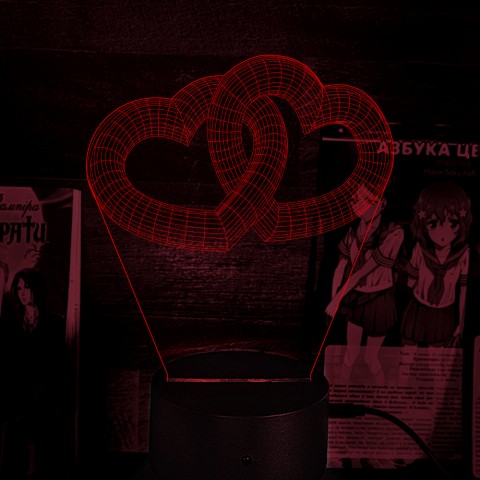 Акриловий 3D світильник-нічник 3D серця
