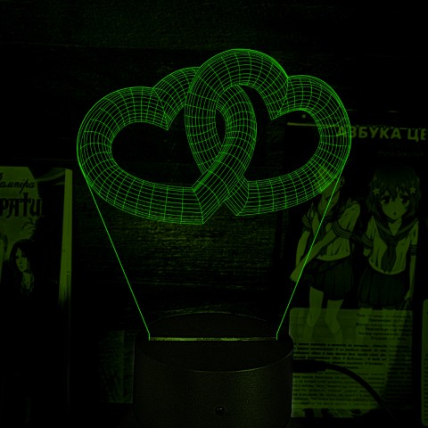 Акриловий 3D світильник-нічник 3D серця