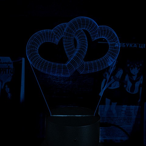 Акриловий 3D світильник-нічник 3D серця