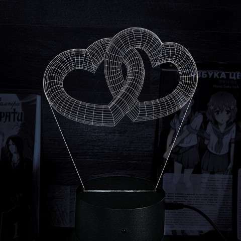 Акриловий 3D світильник-нічник 3D серця
