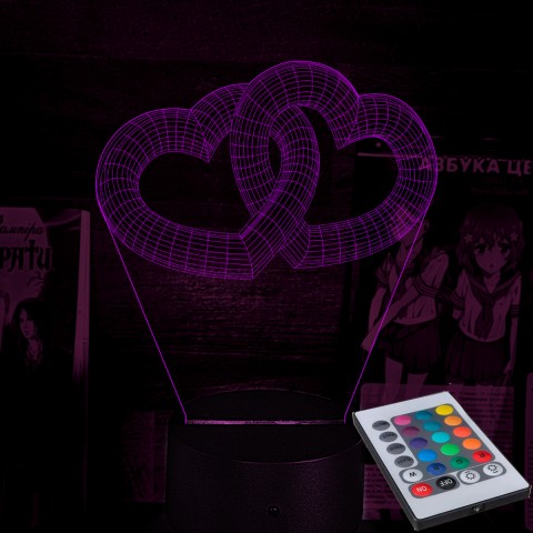 Акриловий 3D світильник-нічник 3D серця