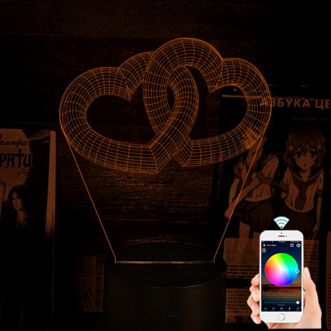Акриловий 3D світильник-нічник 3D серця
