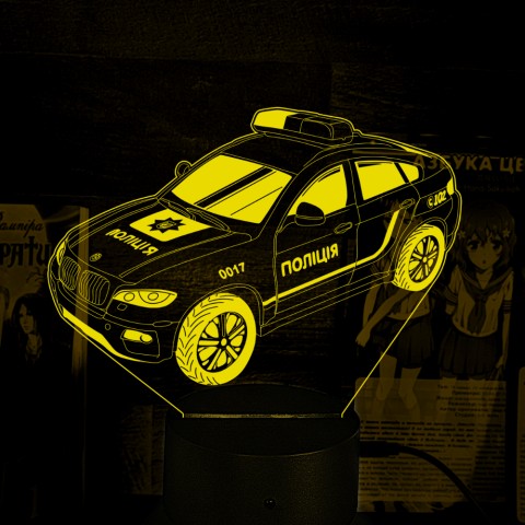 Акриловий 3D світильник-нічник Поліцейський автомобіль