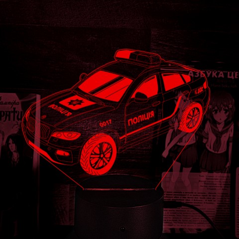 Акриловий 3D світильник-нічник Поліцейський автомобіль