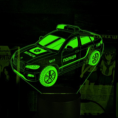 Акриловий 3D світильник-нічник Поліцейський автомобіль