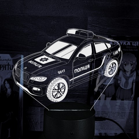 Акриловий 3D світильник-нічник Поліцейський автомобіль