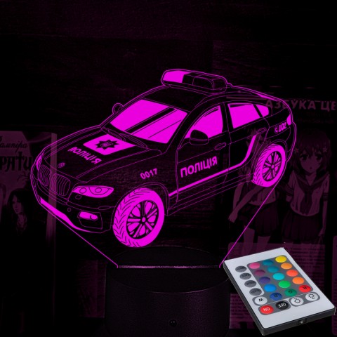 Акриловий 3D світильник-нічник Поліцейський автомобіль