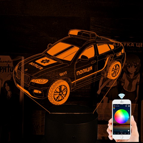 Акриловий 3D світильник-нічник Поліцейський автомобіль