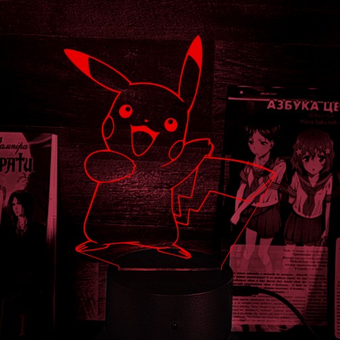 Акриловий 3D світильник-нічник Пікачу Покемон