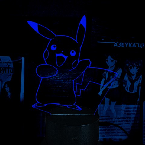 Акриловий 3D світильник-нічник Пікачу Покемон