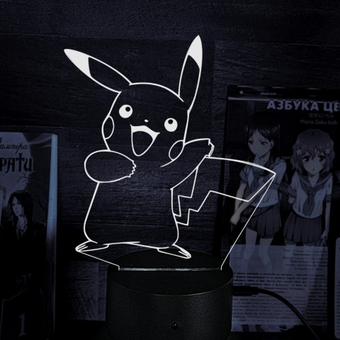 Акриловий 3D світильник-нічник Пікачу Покемон