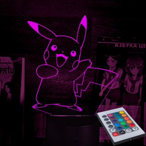 Акриловий 3D світильник-нічник Пікачу Покемон