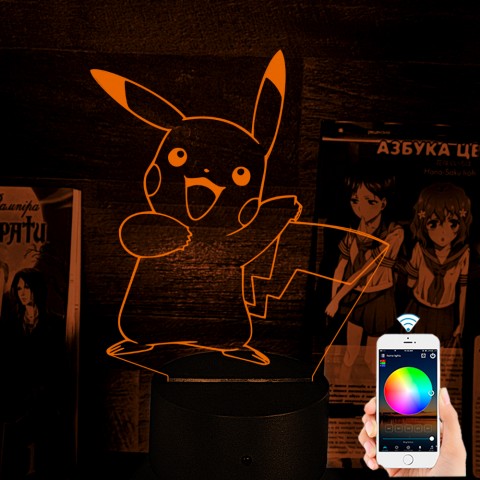 Акриловий 3D світильник-нічник Пікачу Покемон