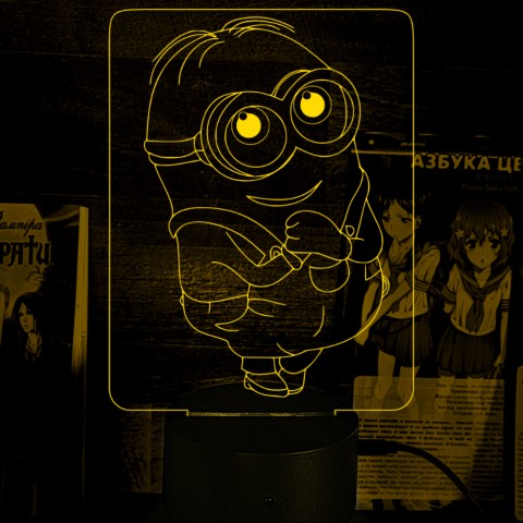 Акриловий 3D світильник-ночник Посіпаки Боб "Нікчемний я"