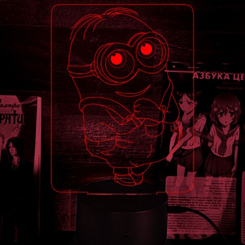 Акриловий 3D світильник-ночник Посіпаки Боб "Нікчемний я"