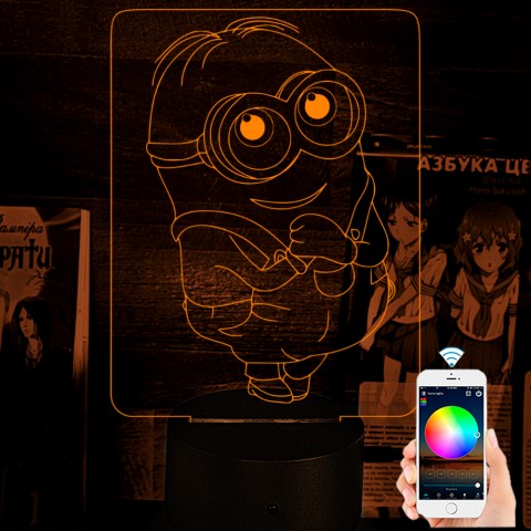 Акриловий 3D світильник-ночник Посіпаки Боб "Нікчемний я"