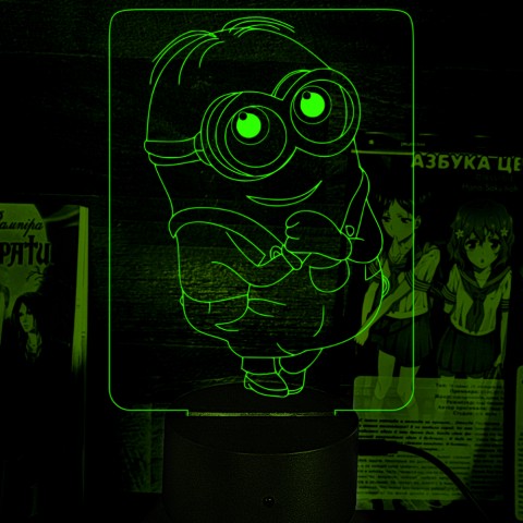 Акриловий 3D світильник-ночник Посіпаки Боб "Нікчемний я"