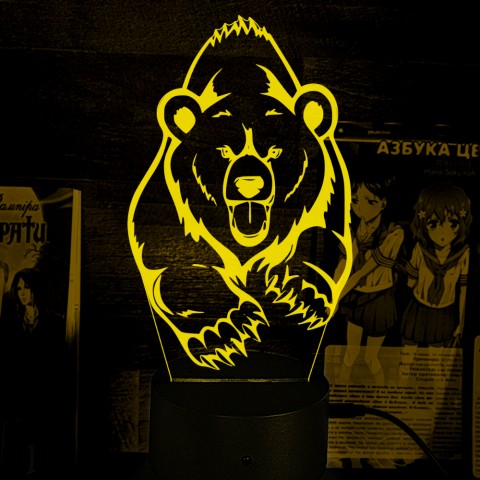 Акриловий 3D світильник-нічник Ведмідь