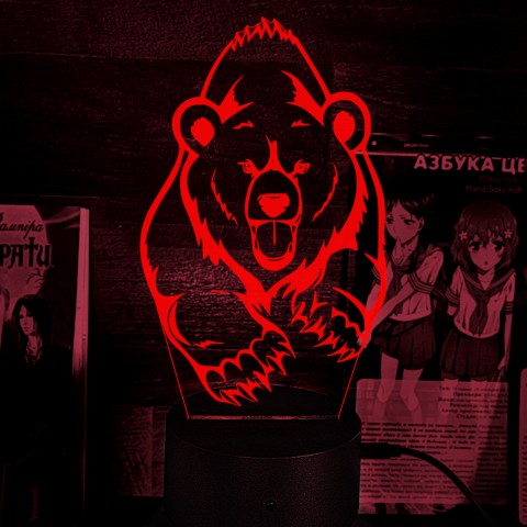 Акриловий 3D світильник-нічник Ведмідь