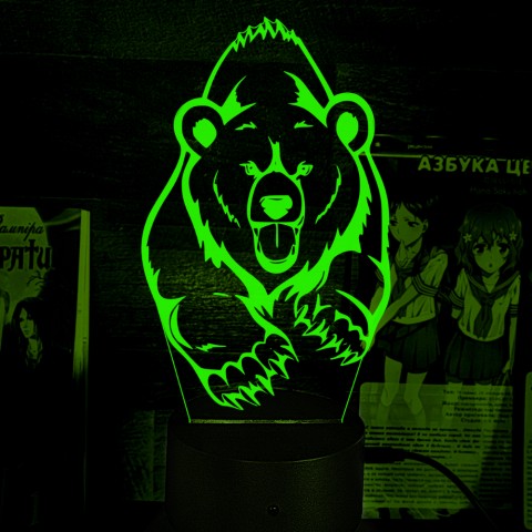 Акриловий 3D світильник-нічник Ведмідь