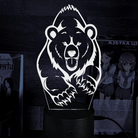 Акриловий 3D світильник-нічник Ведмідь