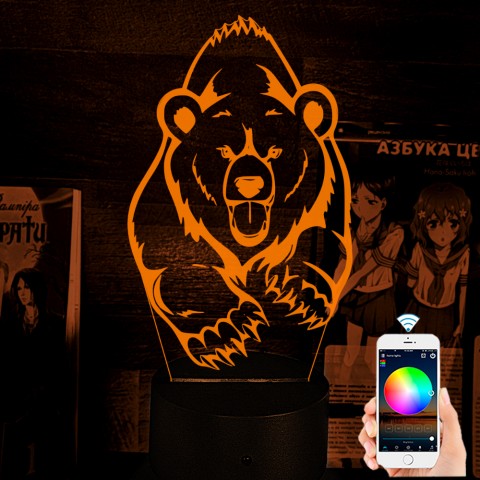 Акриловий 3D світильник-нічник Ведмідь
