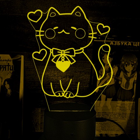 Акриловий 3D світильник-нічник Кішечка