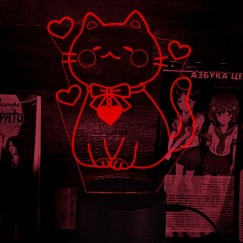 Акриловий 3D світильник-нічник Кішечка