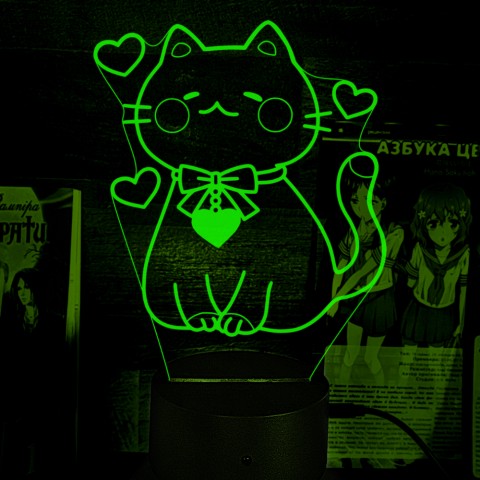 Акриловий 3D світильник-нічник Кішечка