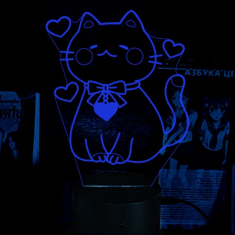 Акриловий 3D світильник-нічник Кішечка