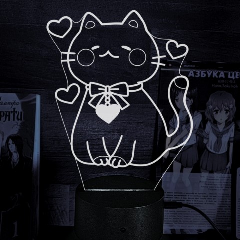 Акриловий 3D світильник-нічник Кішечка