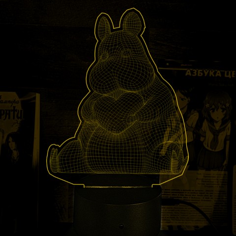 Акриловий 3D світильник-ночник Мумі-тролль 3D з сердечком