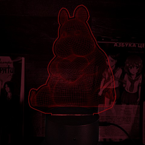 Акриловий 3D світильник-ночник Мумі-тролль 3D з сердечком