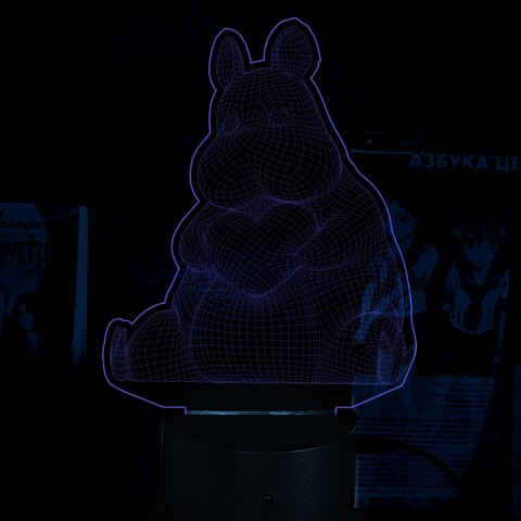 Акриловий 3D світильник-ночник Мумі-тролль 3D з сердечком