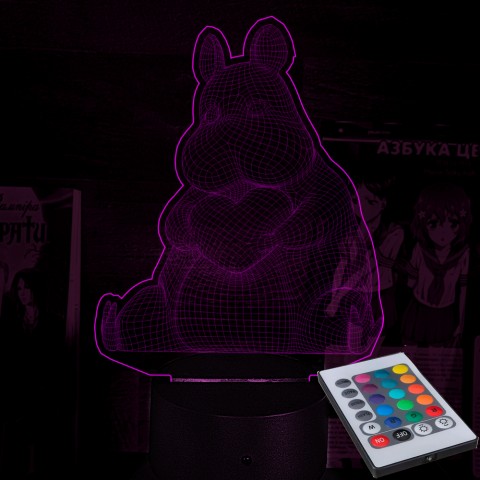 Акриловий 3D світильник-ночник Мумі-тролль 3D з сердечком