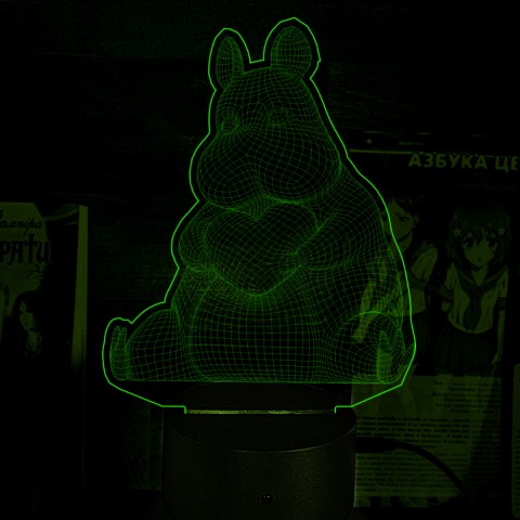 Акриловий 3D світильник-ночник Мумі-тролль 3D з сердечком