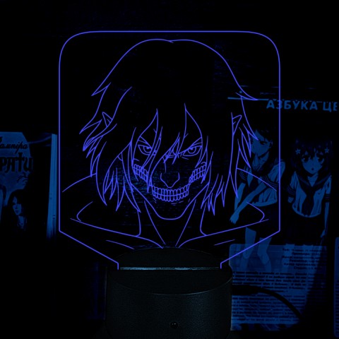Акриловий 3D світильник-ночник Атака Титанів Ерен Йегер