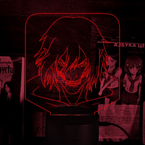 Акриловий 3D світильник-ночник Атака Титанів Ерен Йегер