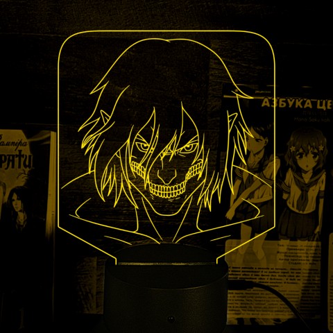 Акриловий 3D світильник-ночник Атака Титанів Ерен Йегер