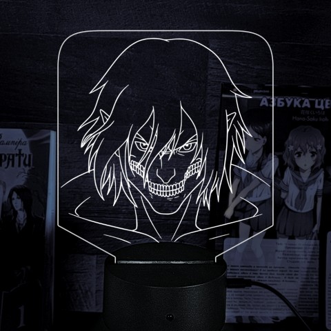 Акриловий 3D світильник-ночник Атака Титанів Ерен Йегер