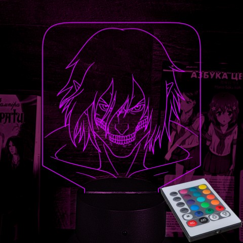Акриловий 3D світильник-ночник Атака Титанів Ерен Йегер